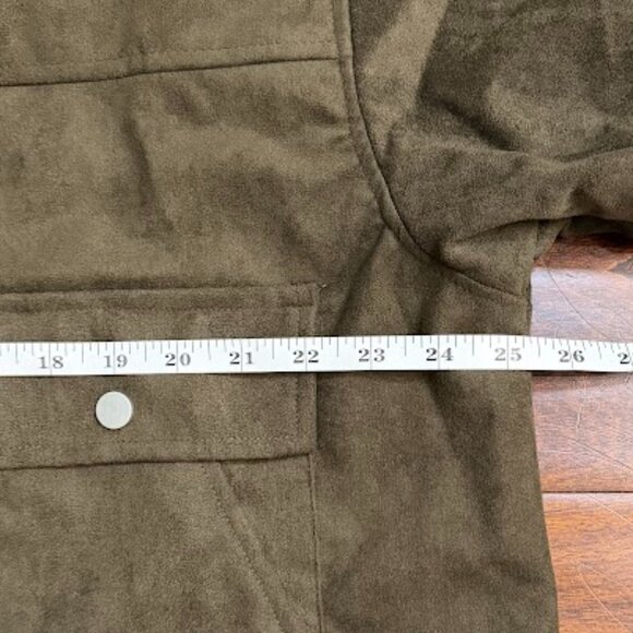 Brown Faux Leather Zip-Up Bomber Jacket with Pockets Size: M - Picture 10 of 13